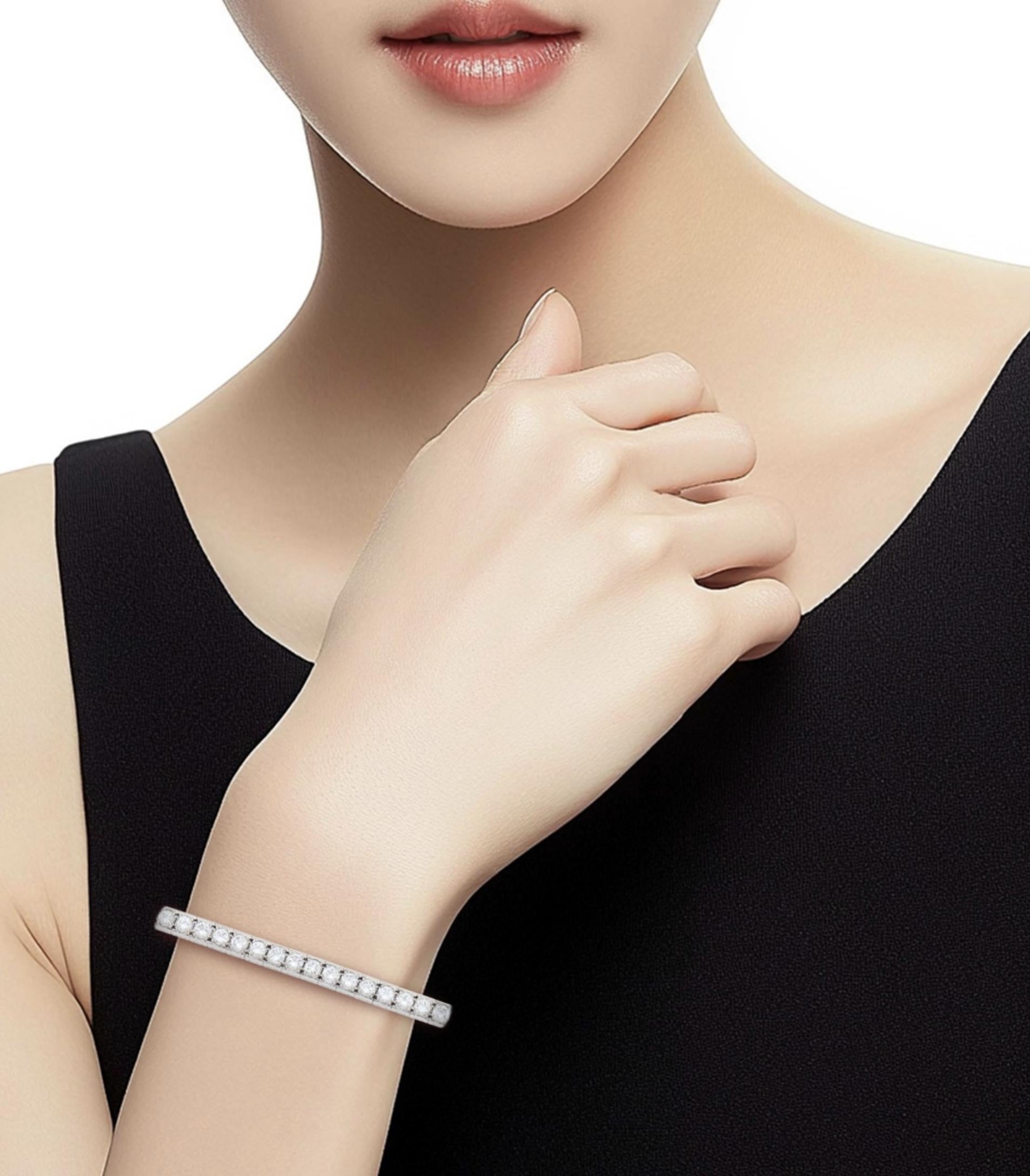 Tiffany & Co. Platinum and Diamond Straightline Bracelet

Details:
46 round diamonds approx. 6.00 cts.
Signed 