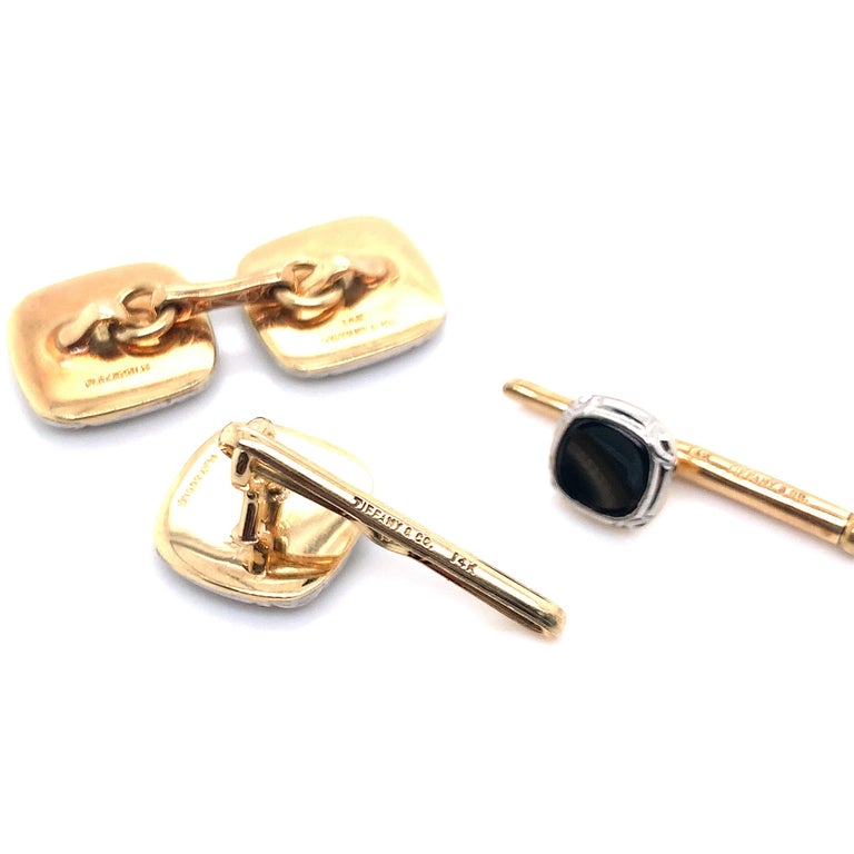 Men's Tiffany & Co. Platinum and Gold Cufflinks Set For Sale
