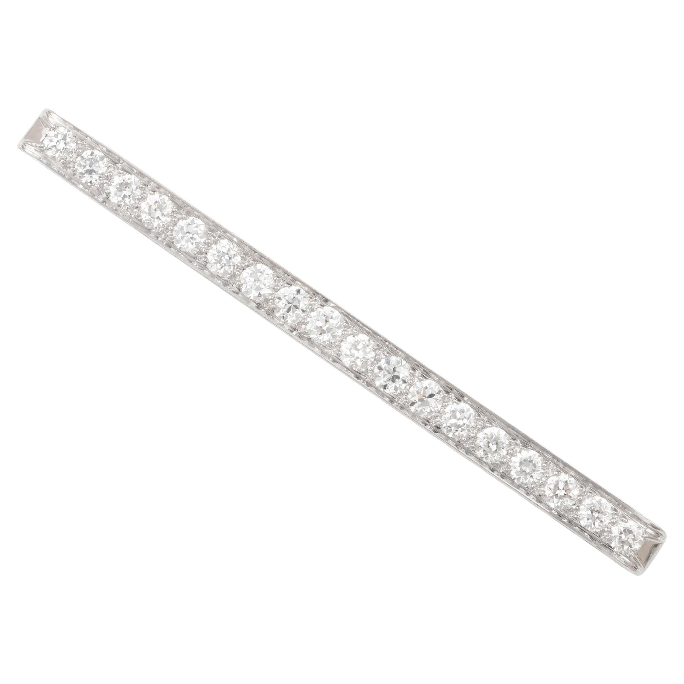 Tiffany & Co Platinum and Gold Diamond Bar Brooch