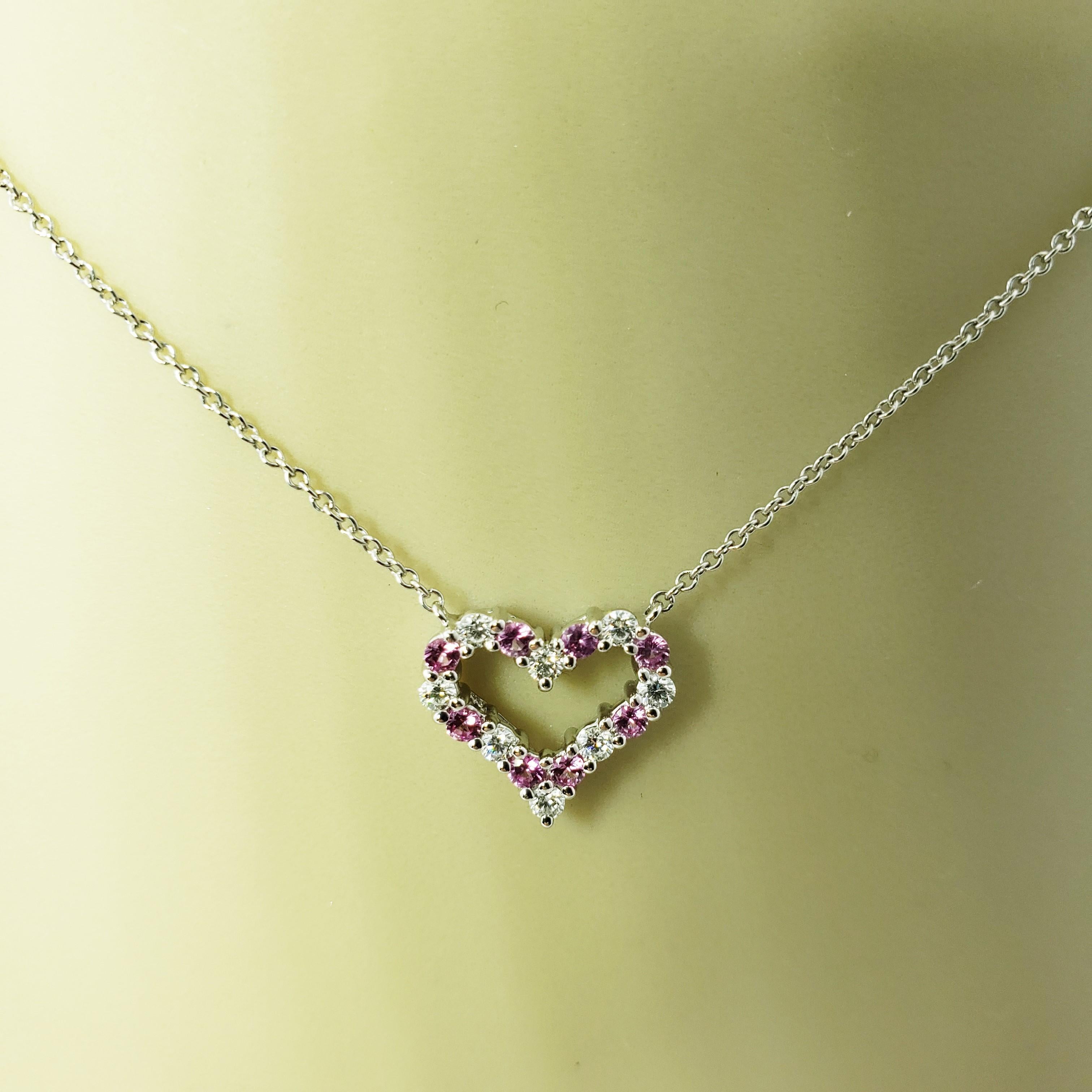 Tiffany & Co. Platinum and Pink Sapphire Heart Necklace with Box In Good Condition In Washington Depot, CT