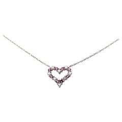 Retro Tiffany & Co. Platinum and Pink Sapphire Heart Necklace with Box
