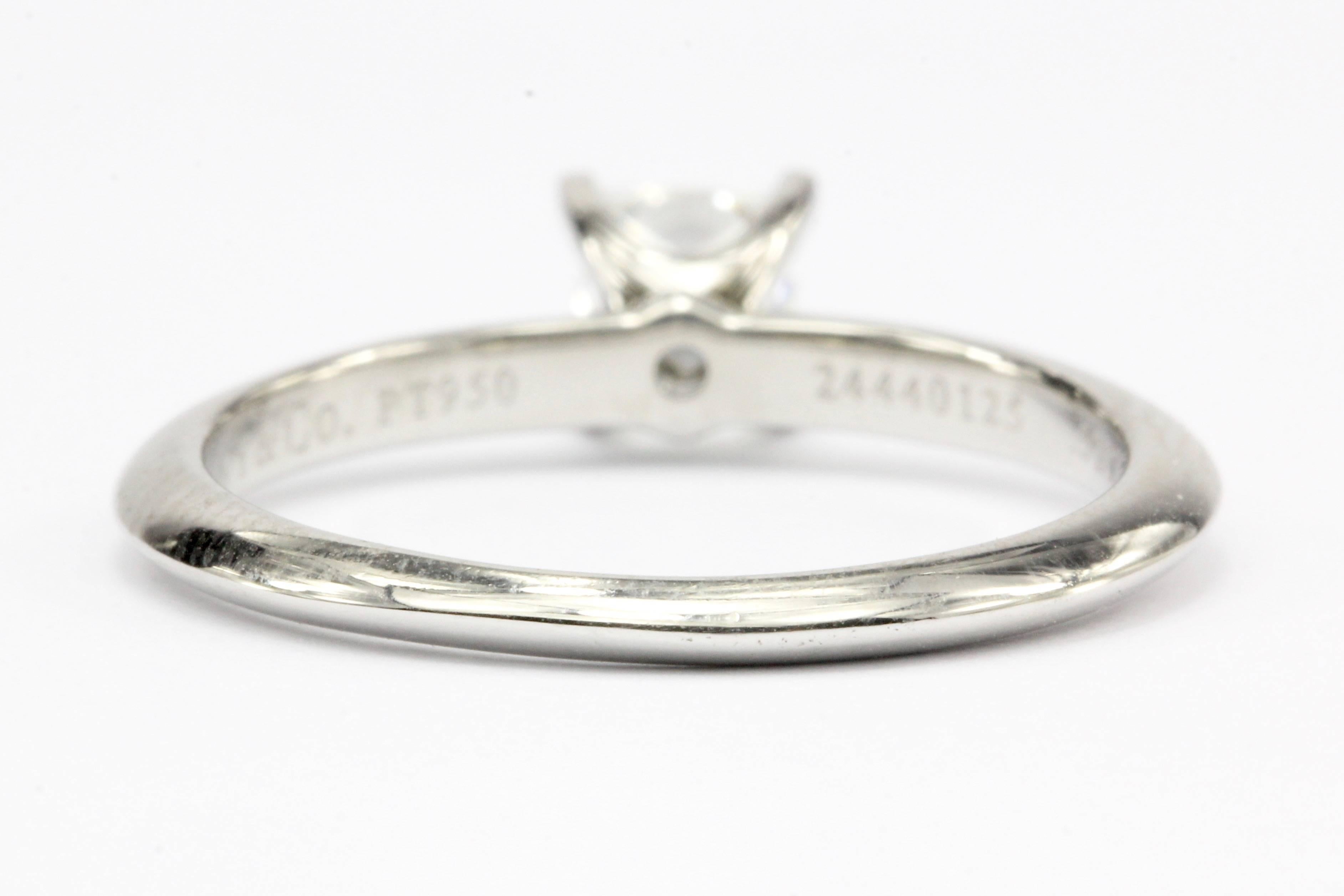 Princess Cut Tiffany & Co. Platinum and Princes Cut Diamond Solitaire Engagement Ring