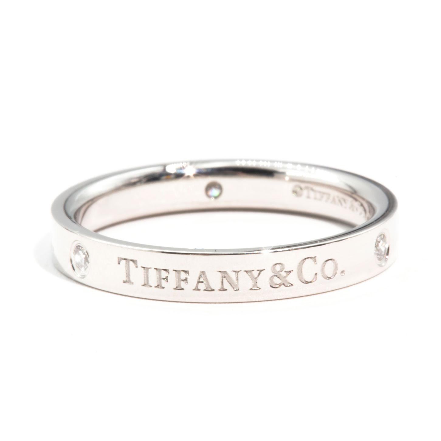 Tiffany & Co Platinum and Round Brilliant Cut Diamond Band Ring with Box 8