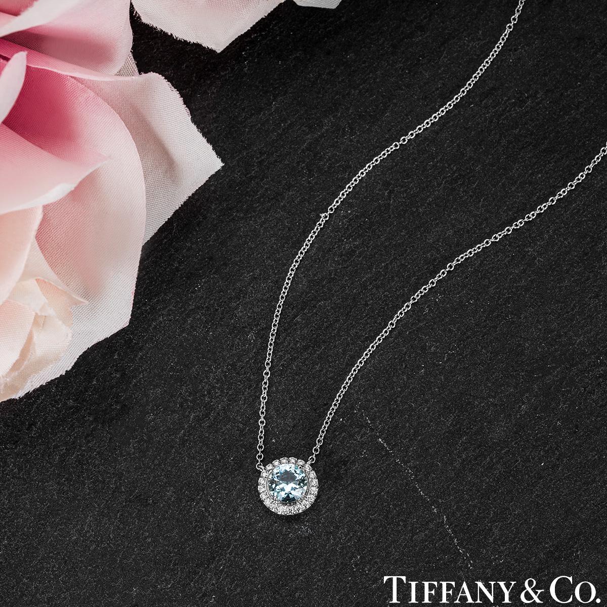 Women's or Men's Tiffany & Co. Platinum Aquamarine & Diamond Soleste Pendant For Sale