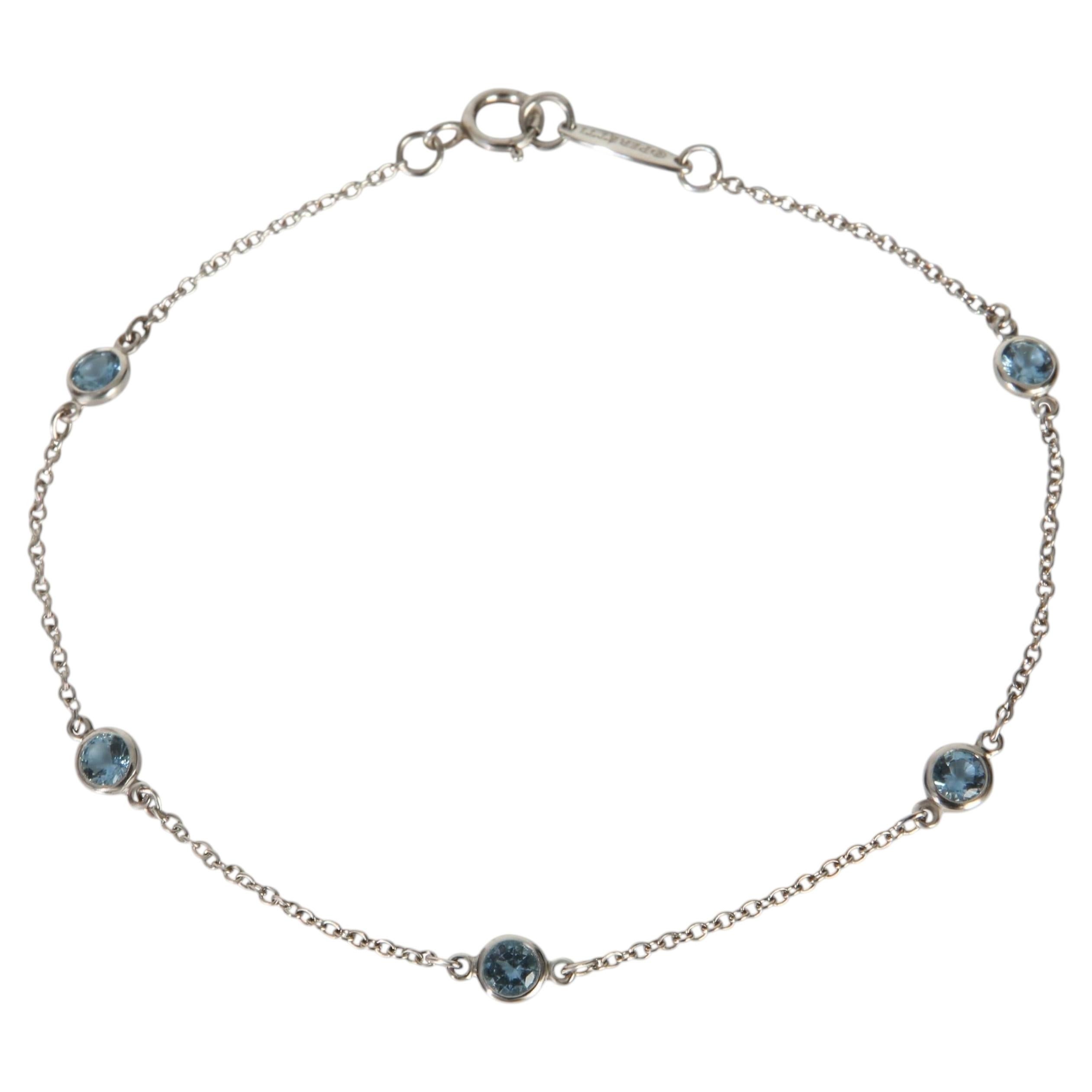 Tiffany & Co. Platin-Aquamarin Elsa Peretti Farbe durch die Yard-Armband