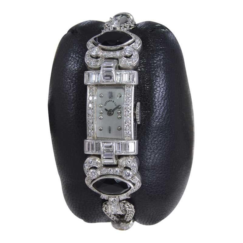 Women's Tiffany & Co. Platinum Art Deco High Grade Wristwatch by Meylan, circa 1930s