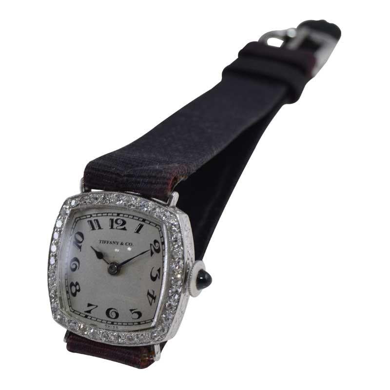 Tiffany & Co. Platinum Art Deco Ladies Evening Watch Hand Made, circa 1930's 6