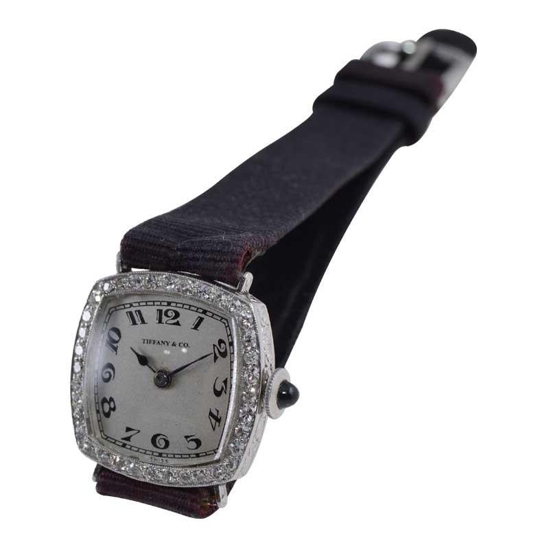 Tiffany & Co. Platinum Art Deco Ladies Evening Watch Hand Made, circa 1930's 7