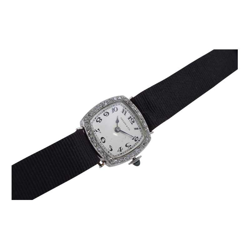 Tiffany & Co. Platinum Art Deco Ladies Evening Watch Hand Made, circa 1930's 8