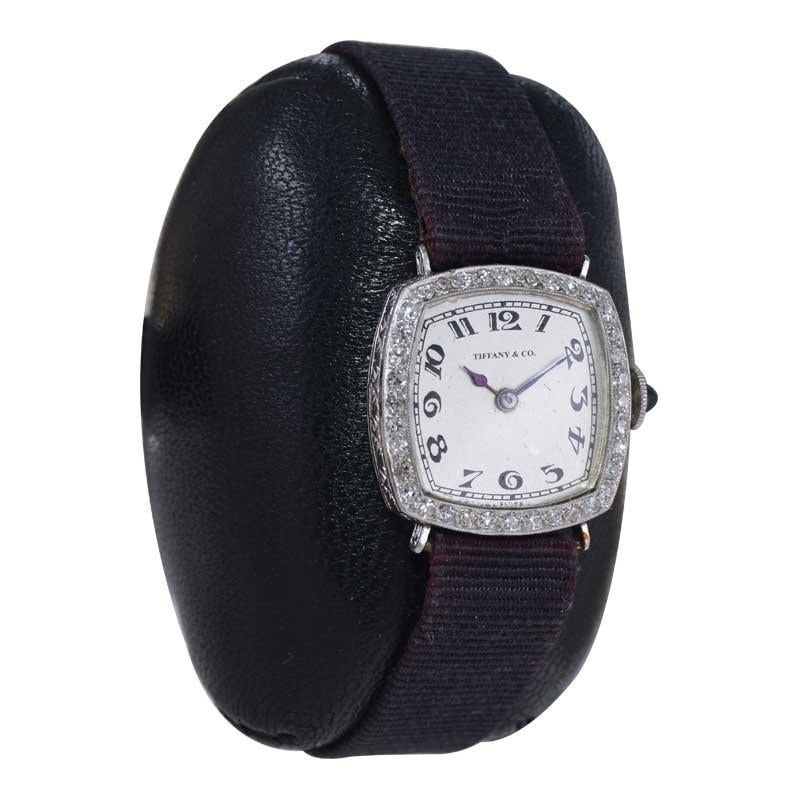 Women's Tiffany & Co. Platinum Art Deco Ladies Evening Watch Hand Made, circa 1930's