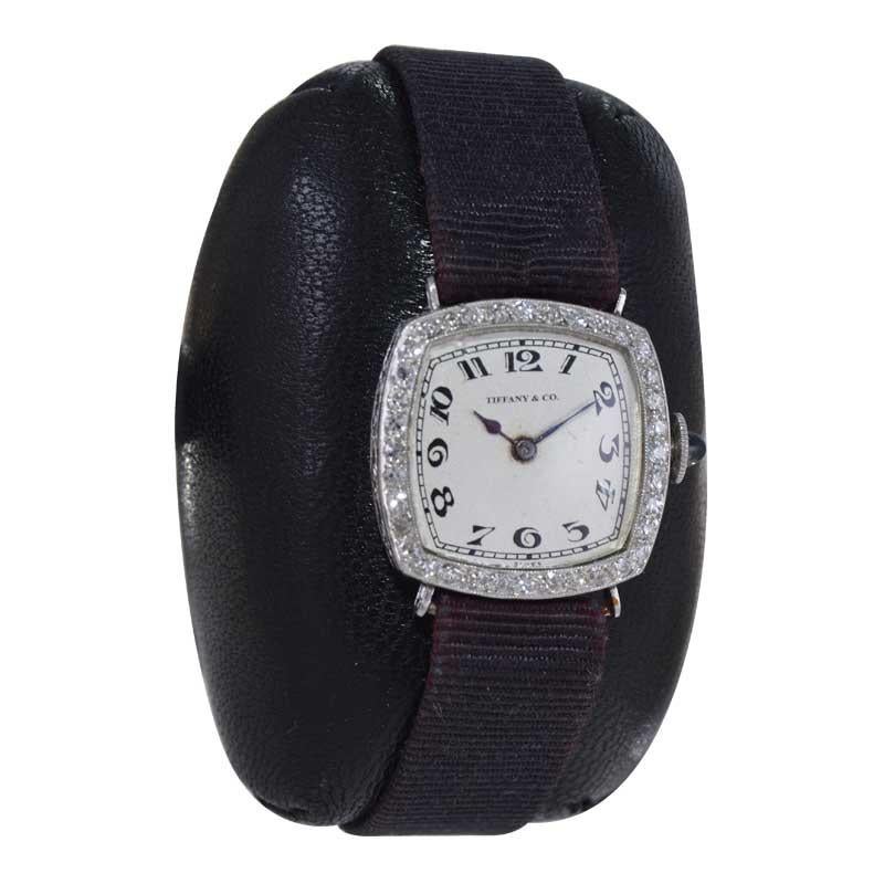 Tiffany & Co. Platinum Art Deco Ladies Evening Watch Hand Made, circa 1930's 1