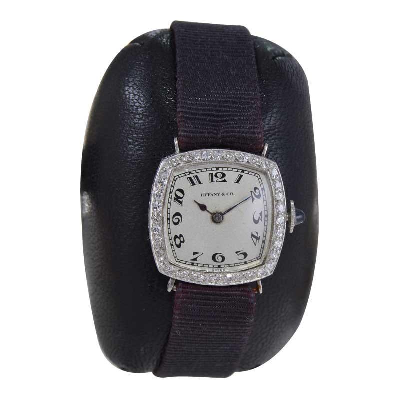 Tiffany & Co. Platinum Art Deco Ladies Evening Watch Hand Made, circa 1930's 2