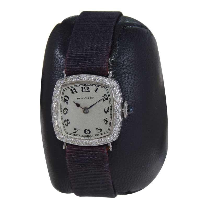 Tiffany & Co. Platinum Art Deco Ladies Evening Watch Hand Made, circa 1930's 3