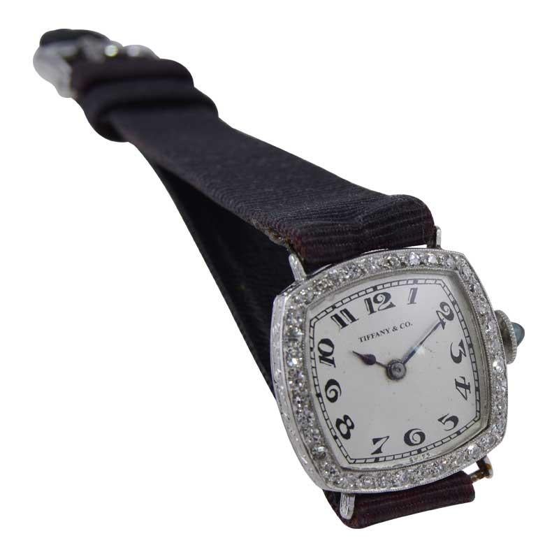 Tiffany & Co. Platinum Art Deco Ladies Evening Watch Hand Made, circa 1930's 4