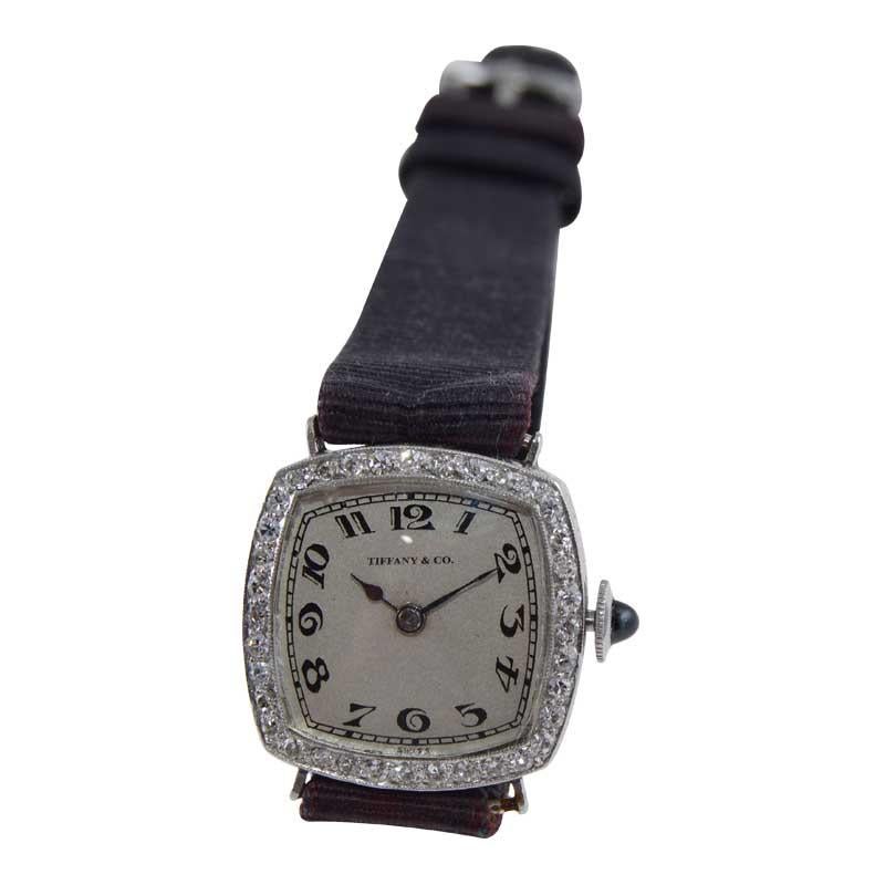 Tiffany & Co. Platinum Art Deco Ladies Evening Watch Hand Made, circa 1930's 5
