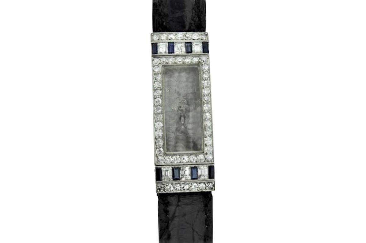 Women's Tiffany & Co. Platinum Art Deco Watch Set with Diamonds and Sapphires circa 1920