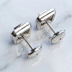 Tiffany & Co. Platinum Asscher Cut Diamond Halo Stud Earrings