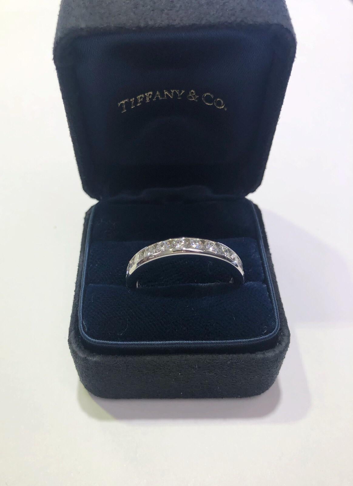 Tiffany & Co. Platinum Band, 2.16 Carat Channel-Set Brilliant Cut Diamonds In Good Condition In Houston, TX