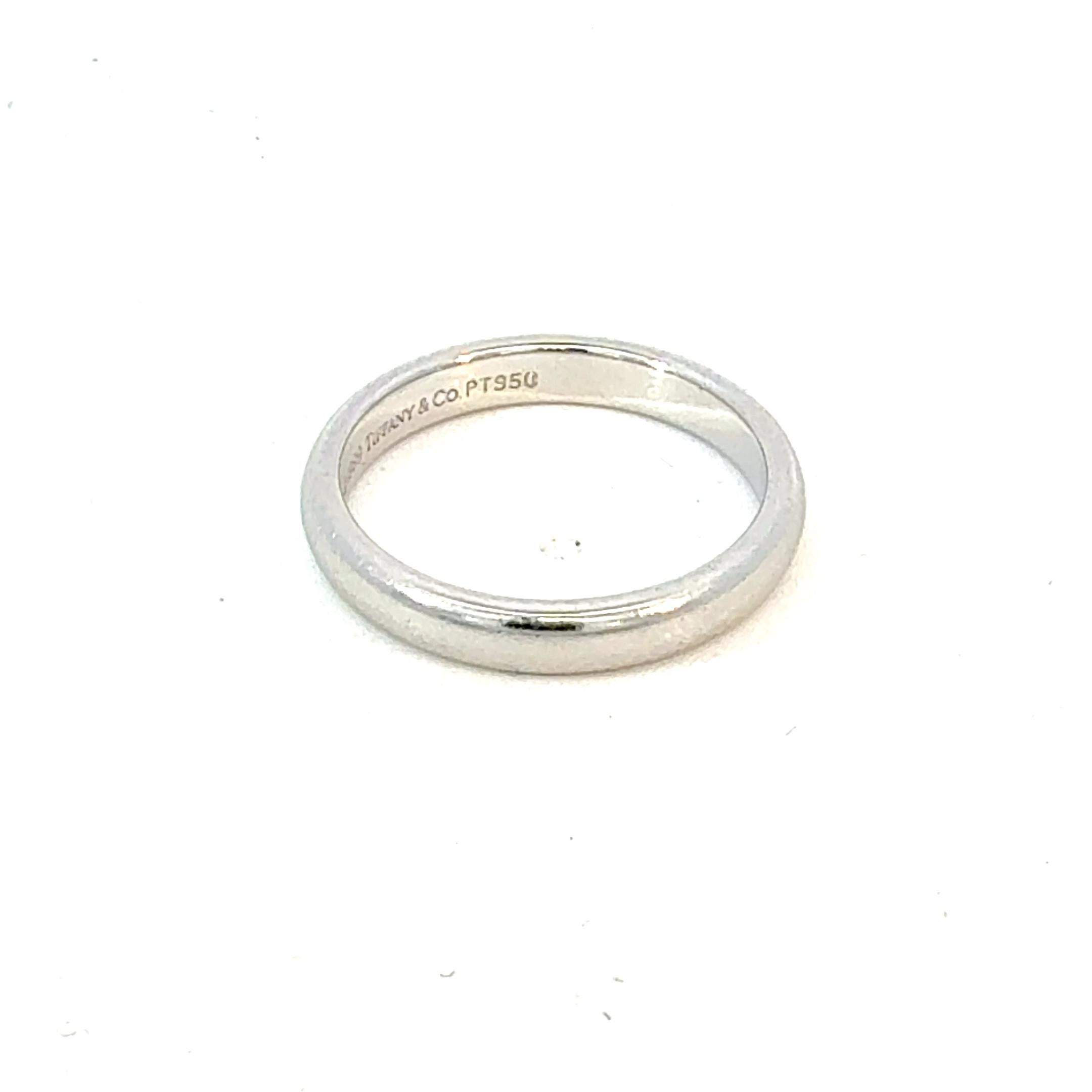 Tiffany & Co Platinum Band Ring Size 5, 3 mm Height Estate