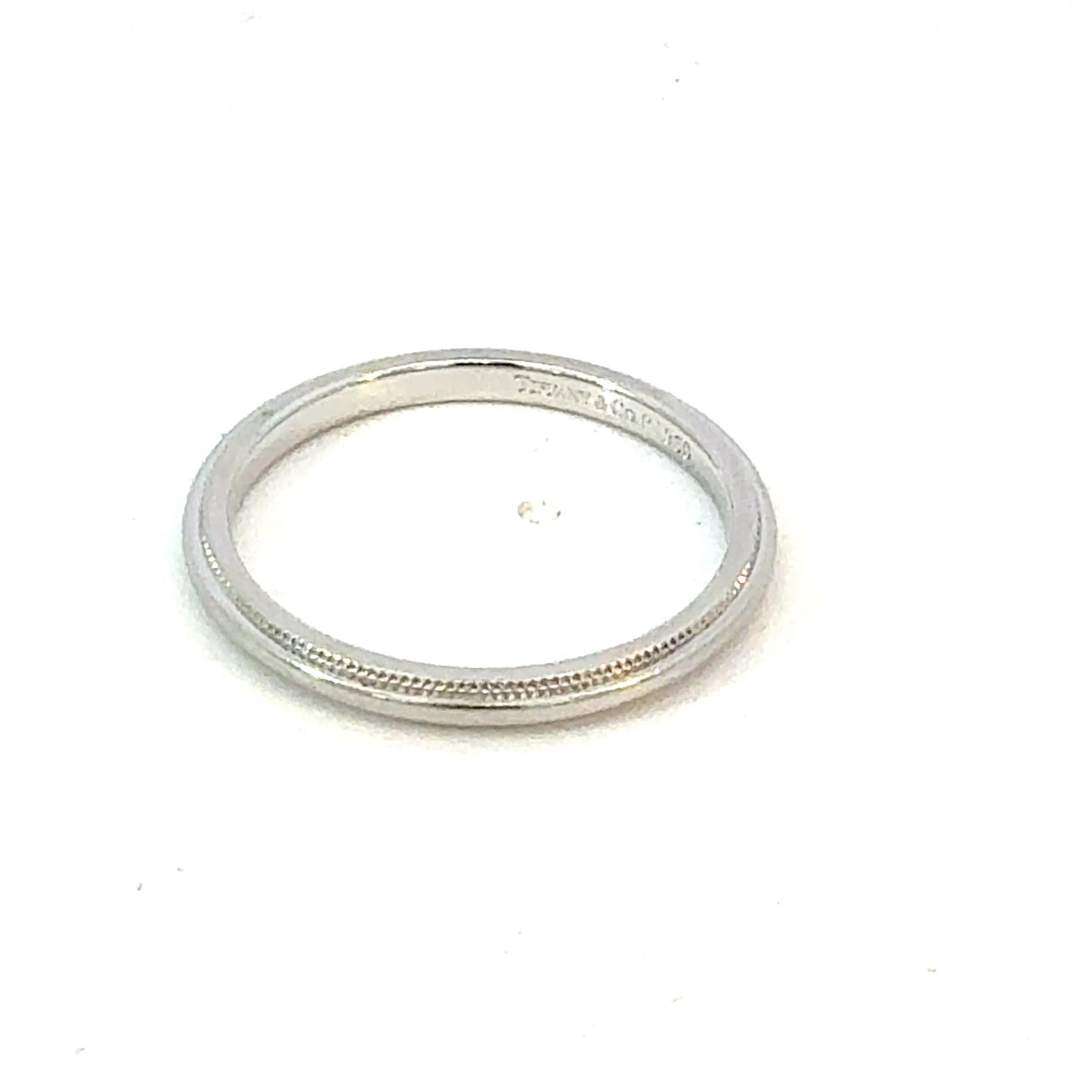 Tiffany & Co Platinum Band Ring Size 6, 2 mm Height Estate
