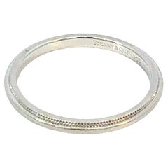 Tiffany & Co Platinum Band Ring Size 8, 2 mm Height Estate