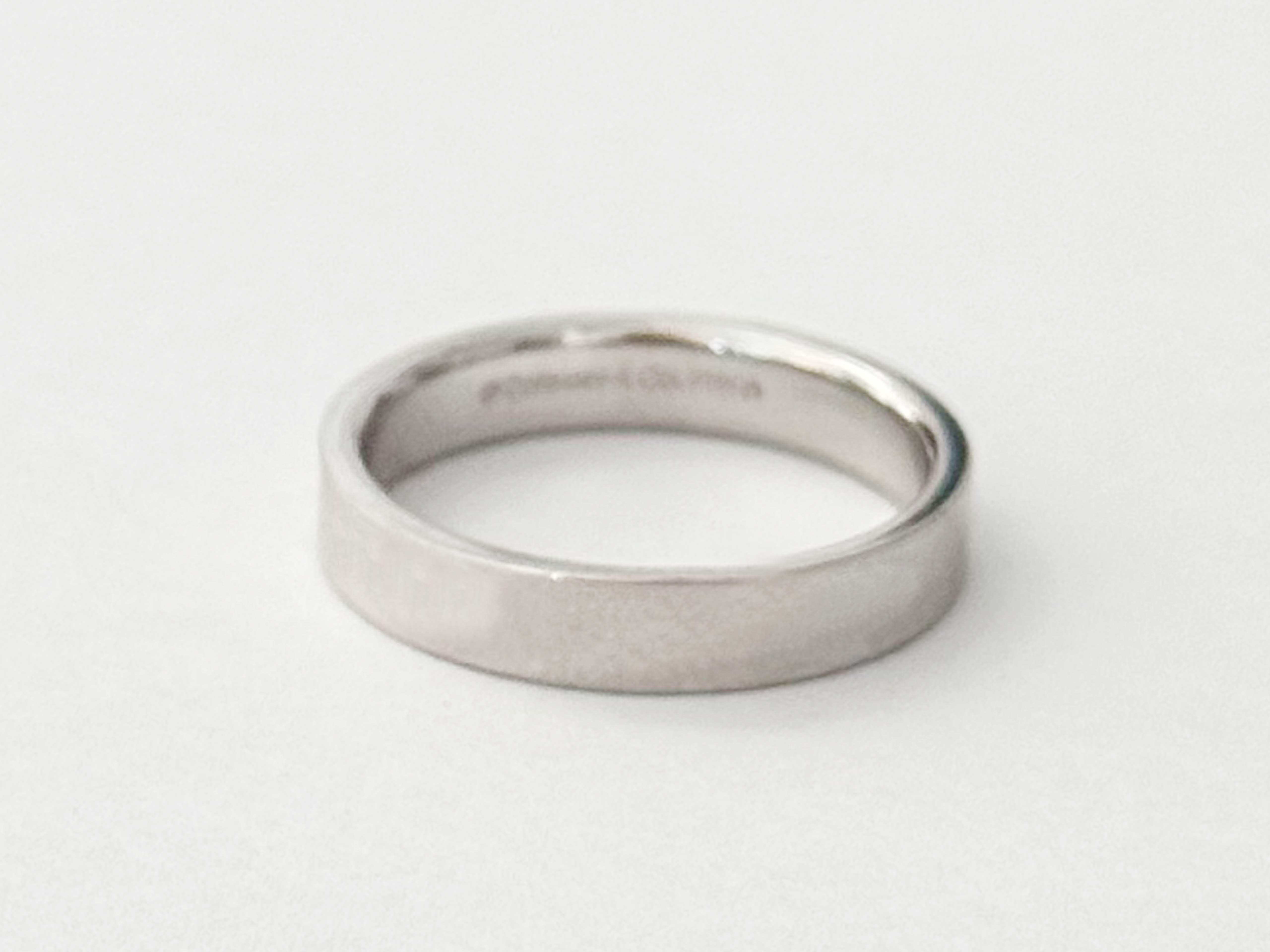 Women's or Men's Tiffany & Co. Platinum Band Ring Straight Edge 4 mm Wide For Sale