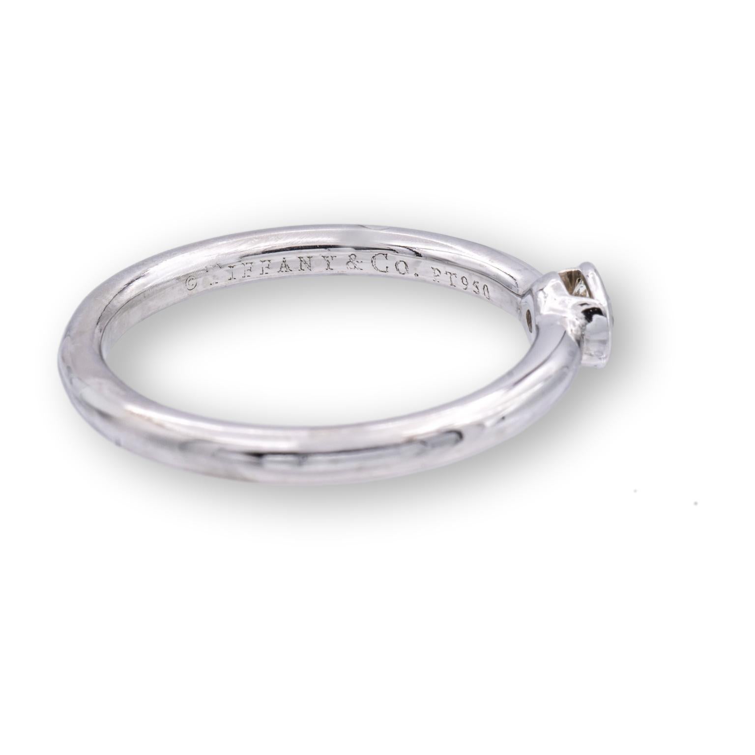 Contemporary Tiffany & Co. Platinum Bezel Diamond Engagement Ring 0.24 Cts IVVS1