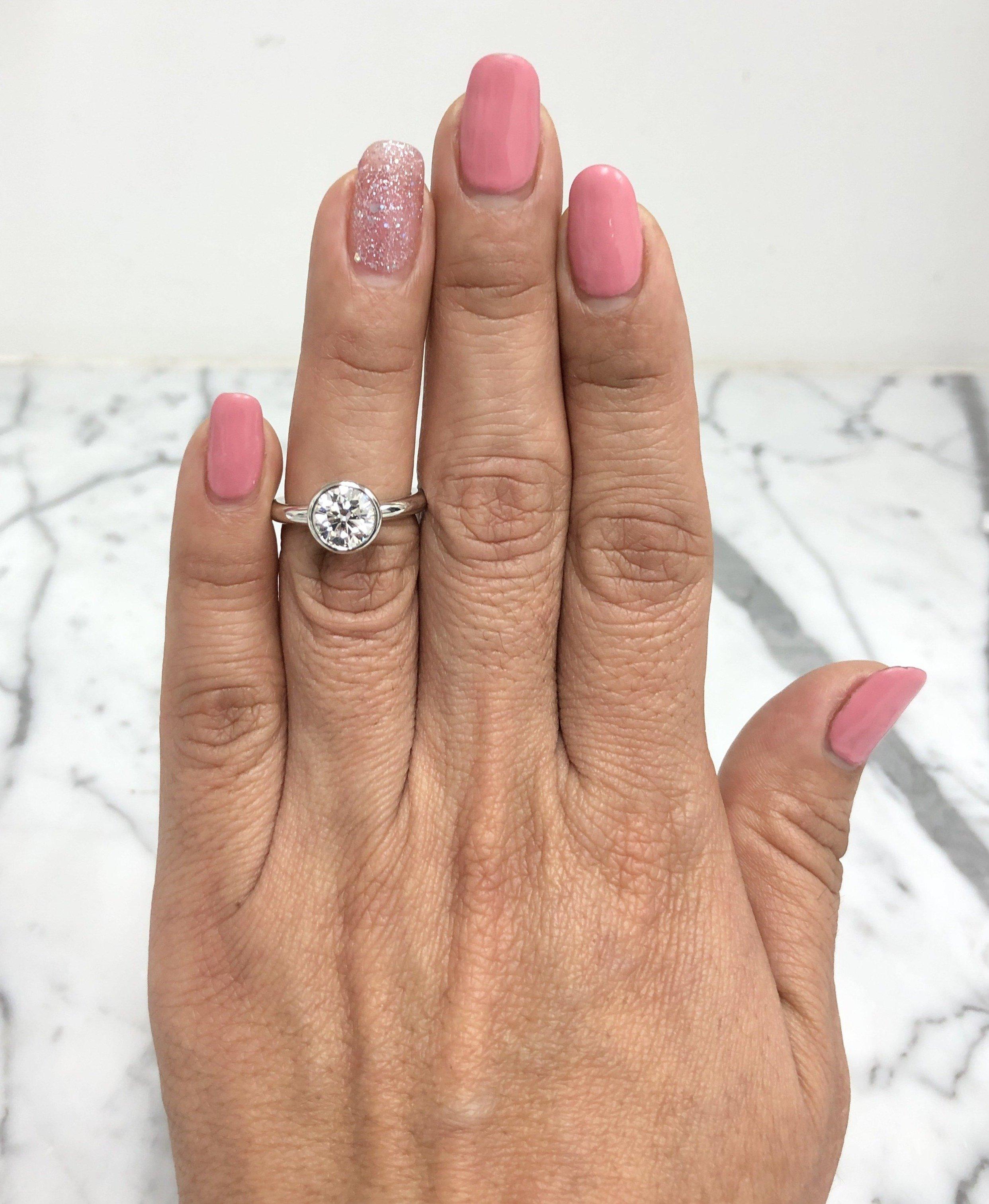 Modern Tiffany & Co. Platinum Bezel Diamond Engagement Ring 1.57 cts EVVS2