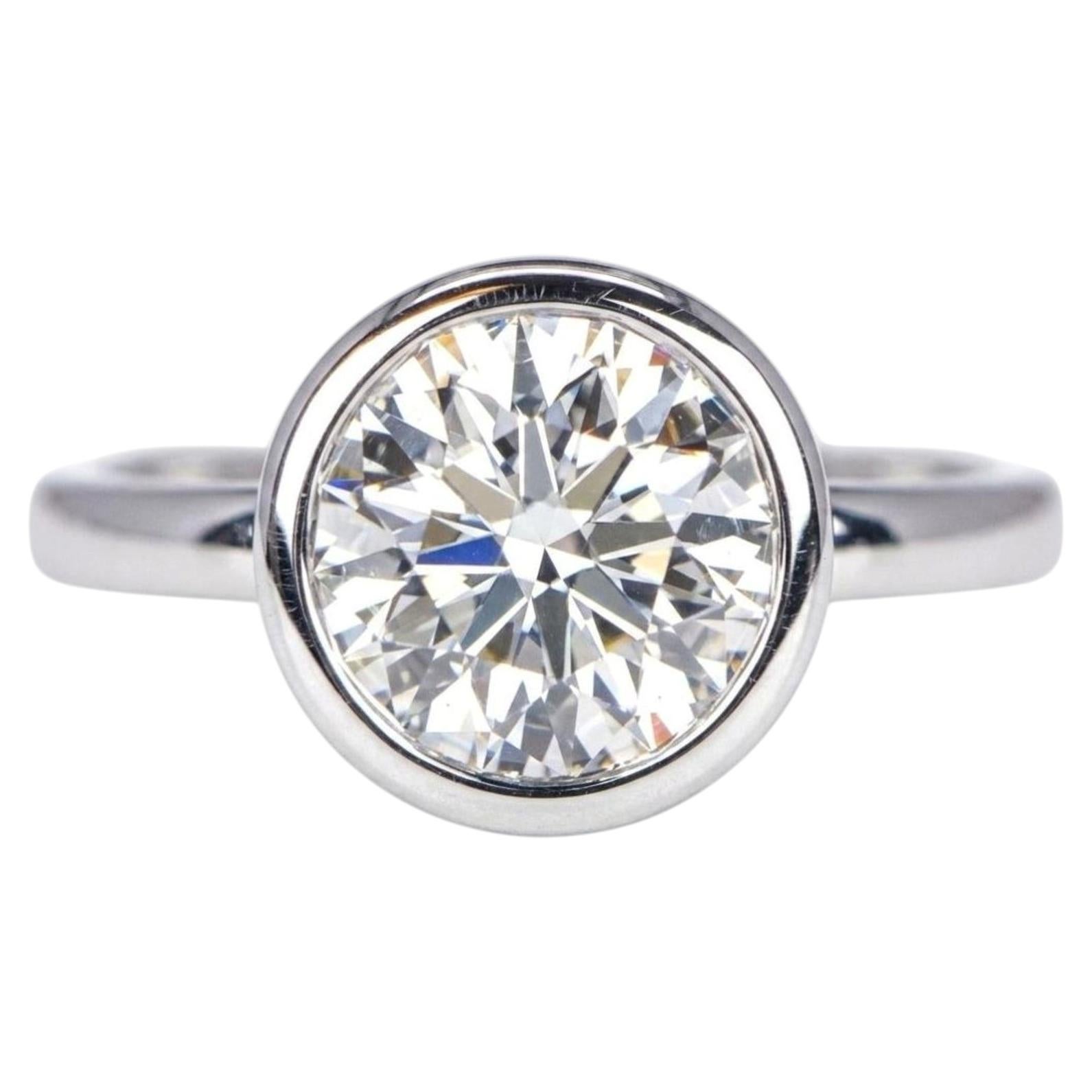 Tiffany & Co. Platinum Bezel Set 2.31 Carat Diamond Solitaire Engagement Ring