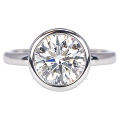 Tiffany & Co. Platinum Bezel Set 2.31 Carat Diamond Solitaire Engagement Ring