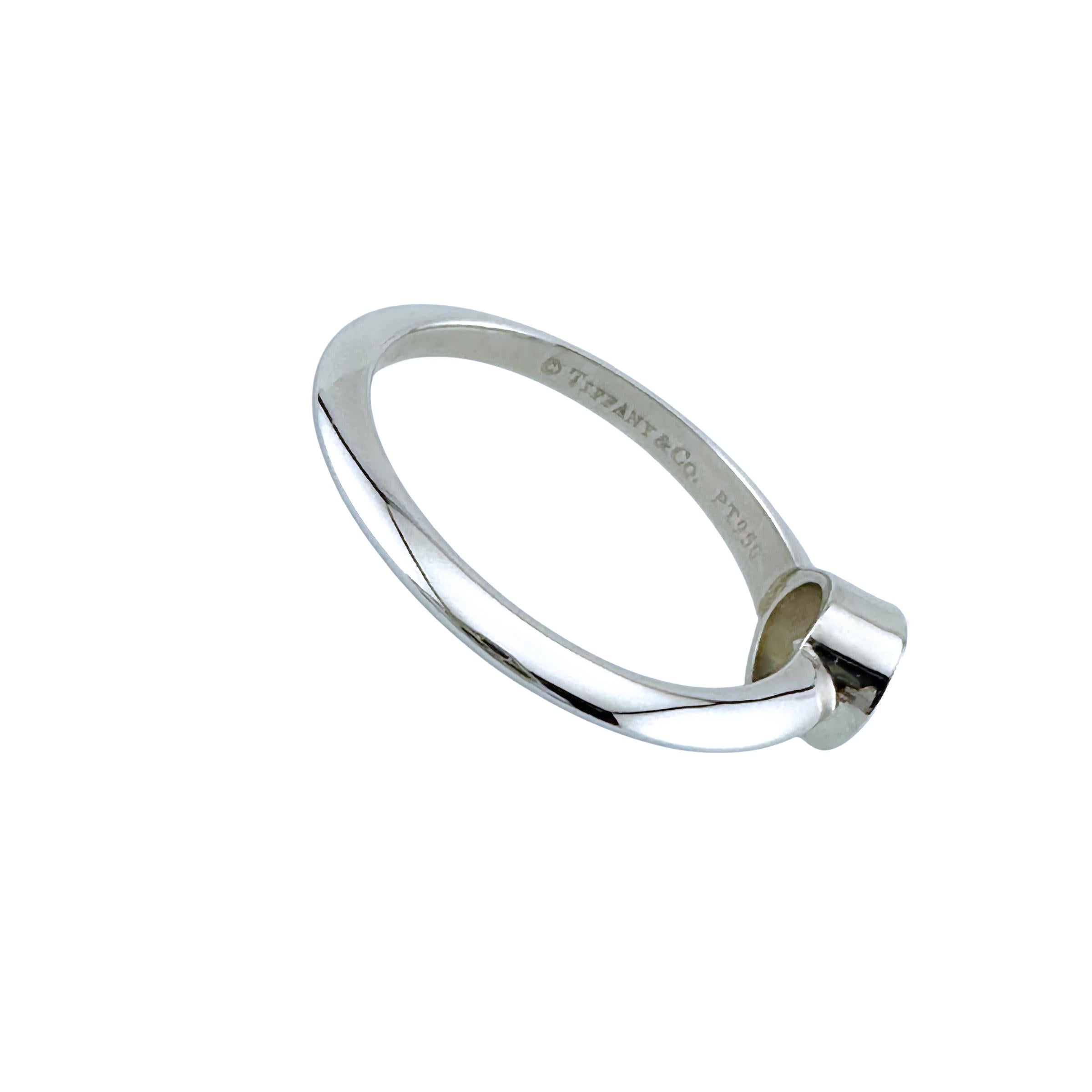 Tiffany & Co Platinum Bezet Diamond Engagement Ring Round 0.57ct F VS1 Bezel Set For Sale 11