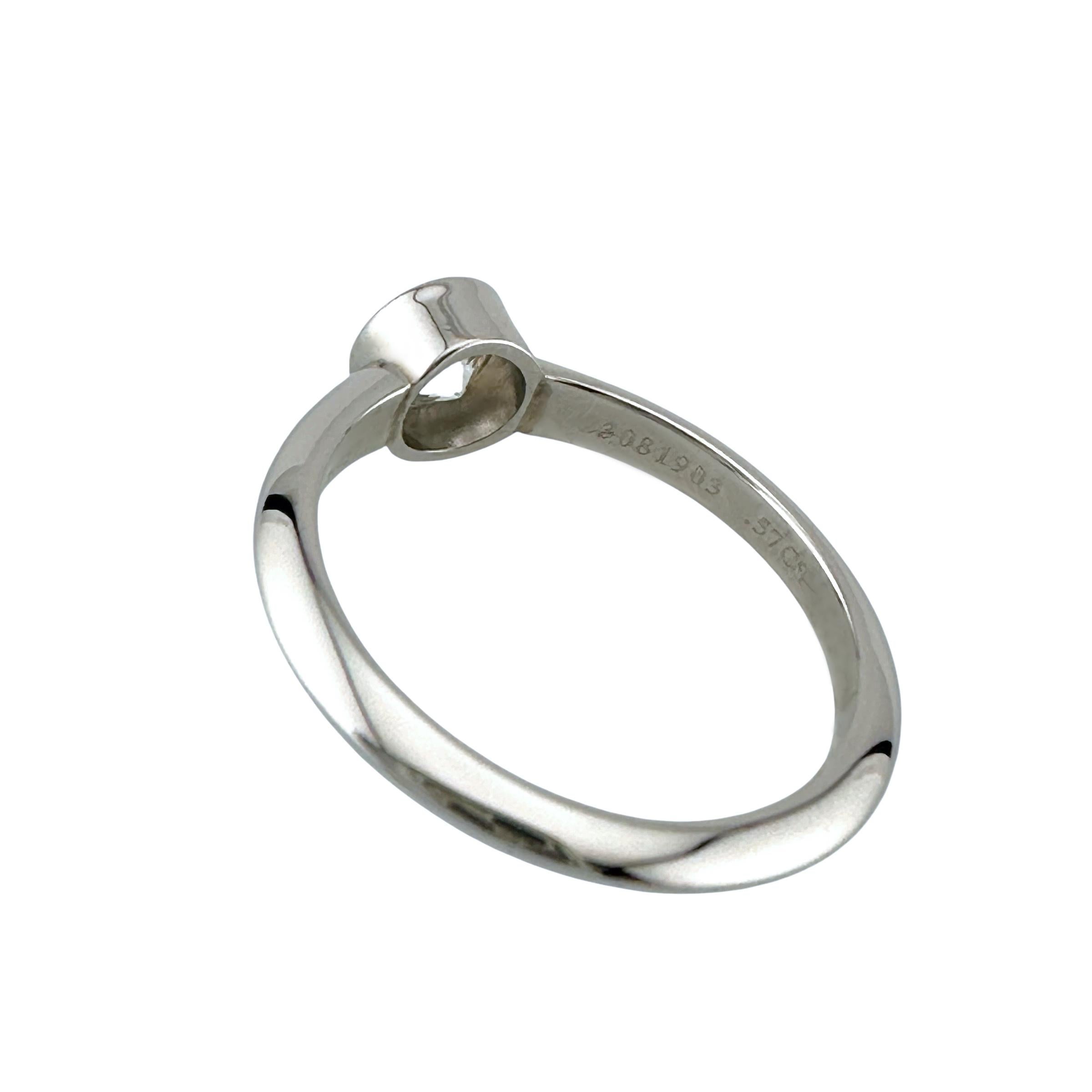 Tiffany & Co Platinum Bezet Diamond Engagement Ring Round 0.57ct F VS1 Bezel Set For Sale 13