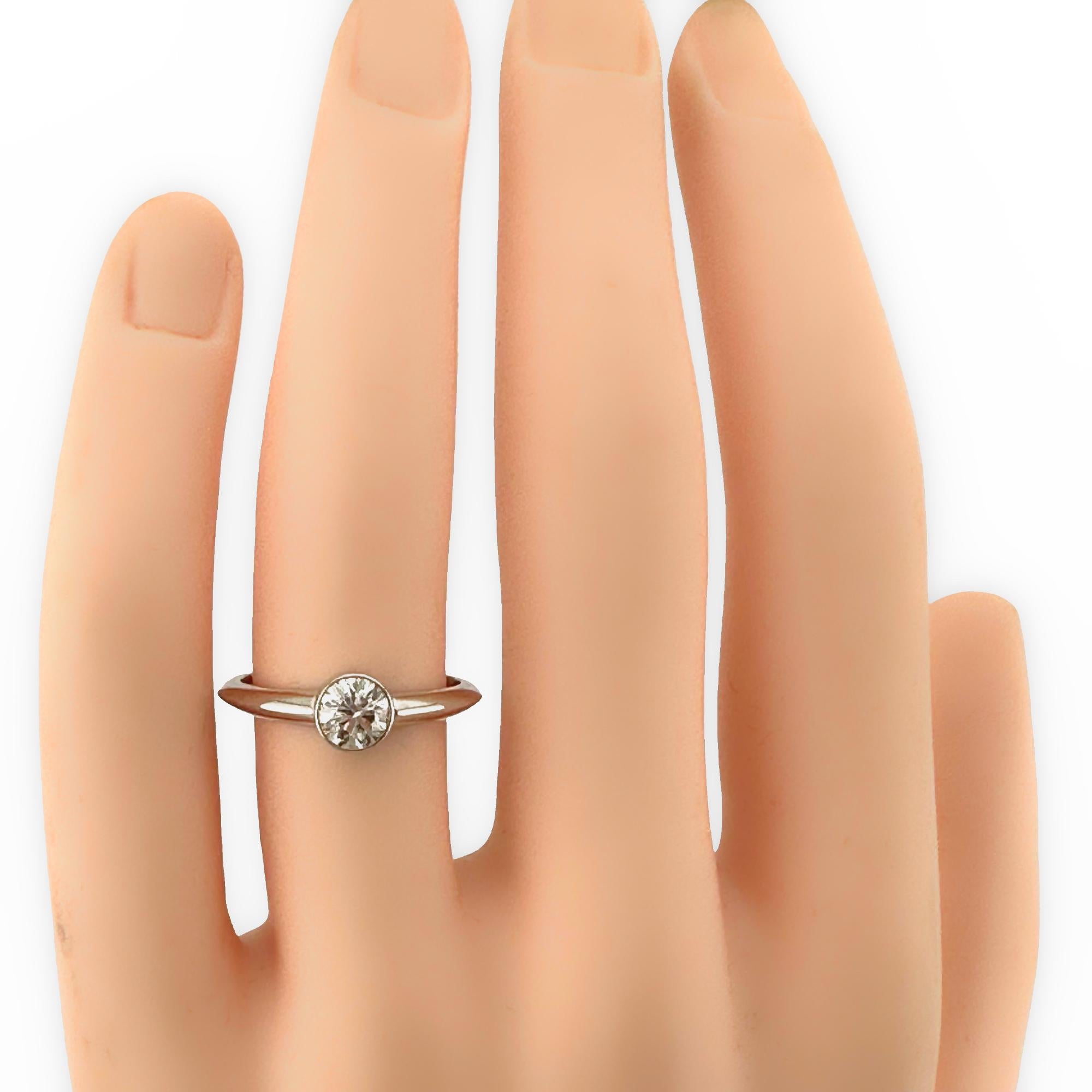 Tiffany & Co Platinum Bezet Diamond Engagement Ring Round 0.57ct F VS1 Bezel Set For Sale 1