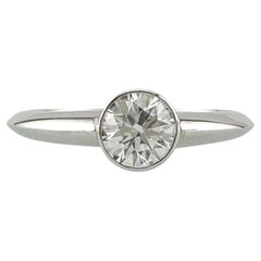 Tiffany & Co Platinum Bezet Diamond Engagement Ring Round 0.57ct F VS1 Bezel Set