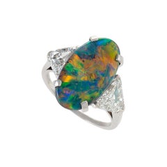 Tiffany & Co. Platinum, Black Opal and Diamond Ring