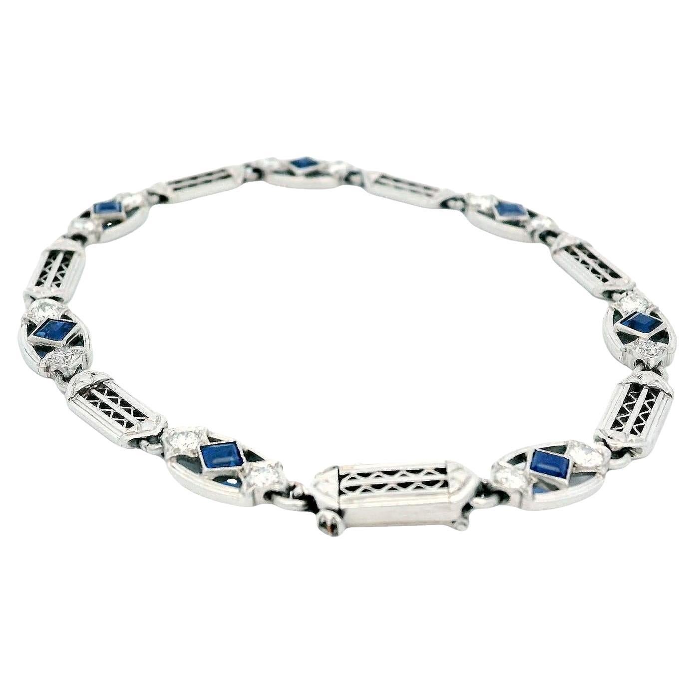 Tiffany & Co. Platinum Bracelet with Sapphire and Diamond Accents