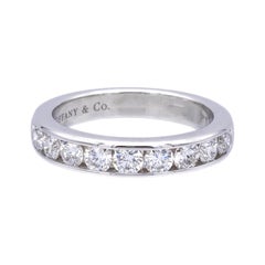 Tiffany & Co. Platinum Channel-Set 9 Stone Round Diamond .81ct Band Ring 3.9 mm