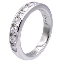 Tiffany & Co. Platinum Channel-Set 9 Stone Round Diamond .81ct Band Ring 3.9 mm