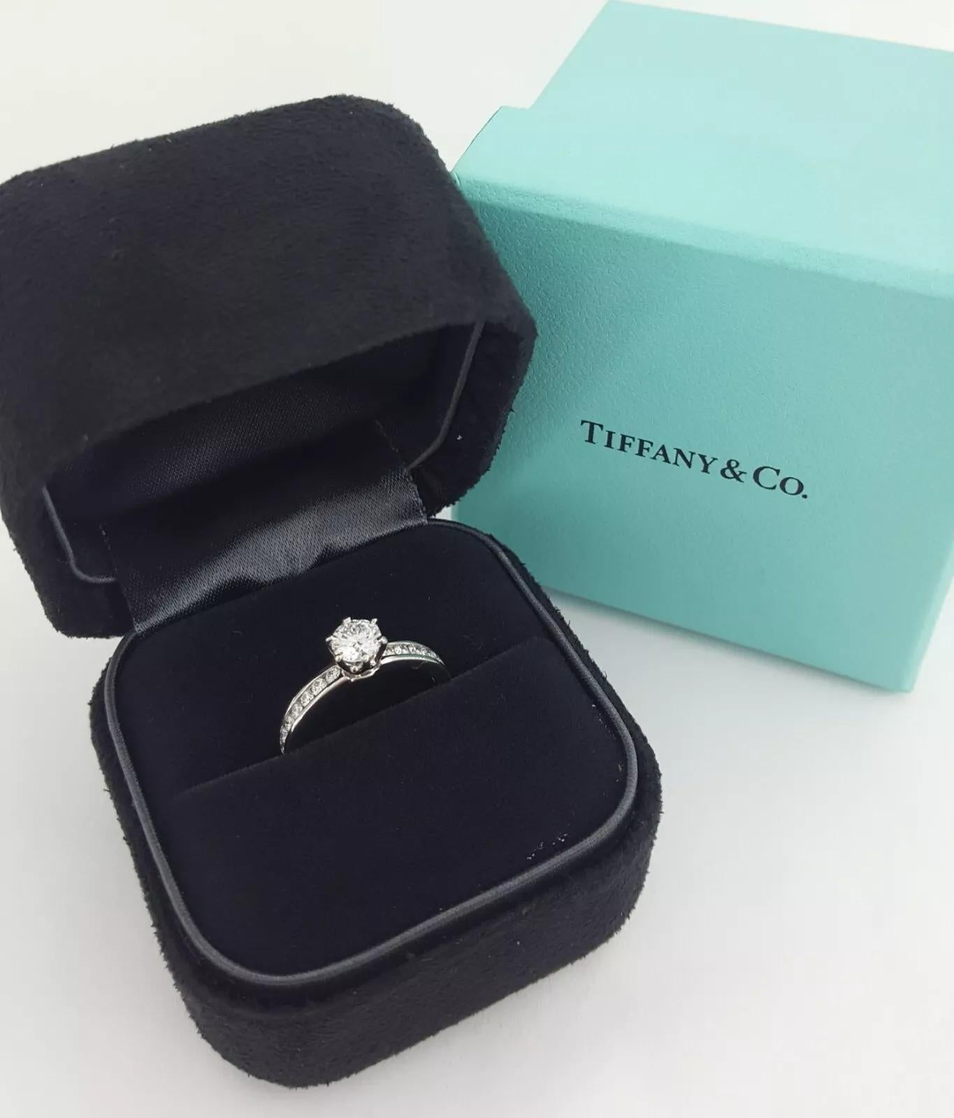 Tiffany & Co. Platinum Channel-Set Diamond Engagement Ring For Sale 2