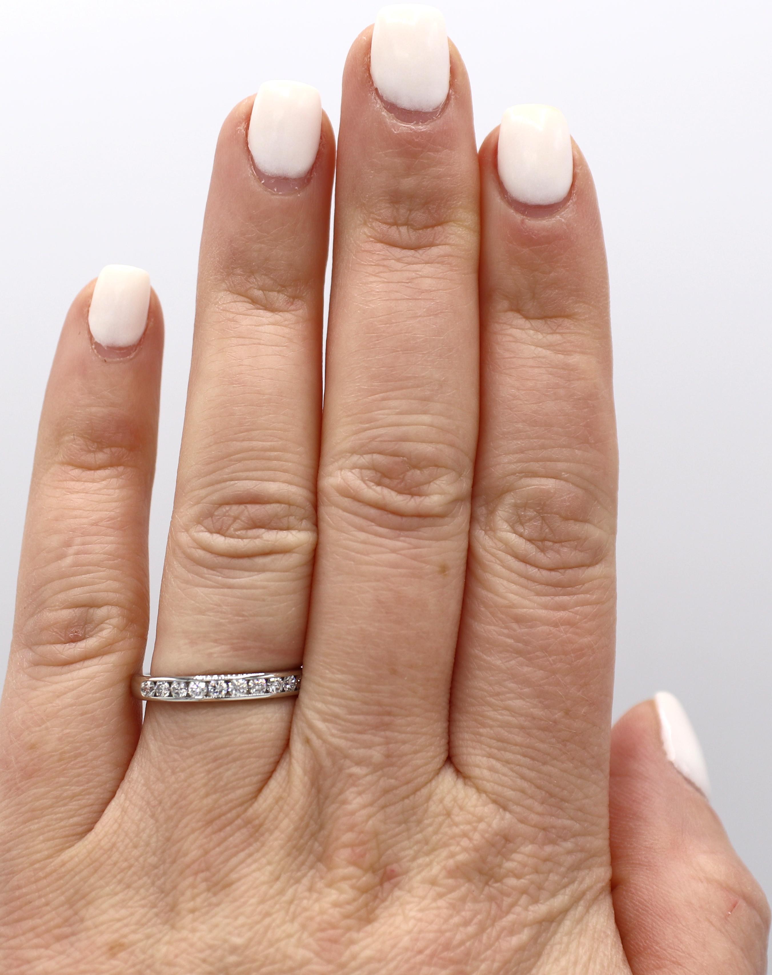 Round Cut Tiffany & Co. Platinum Channel Set Diamond Wedding Band Ring