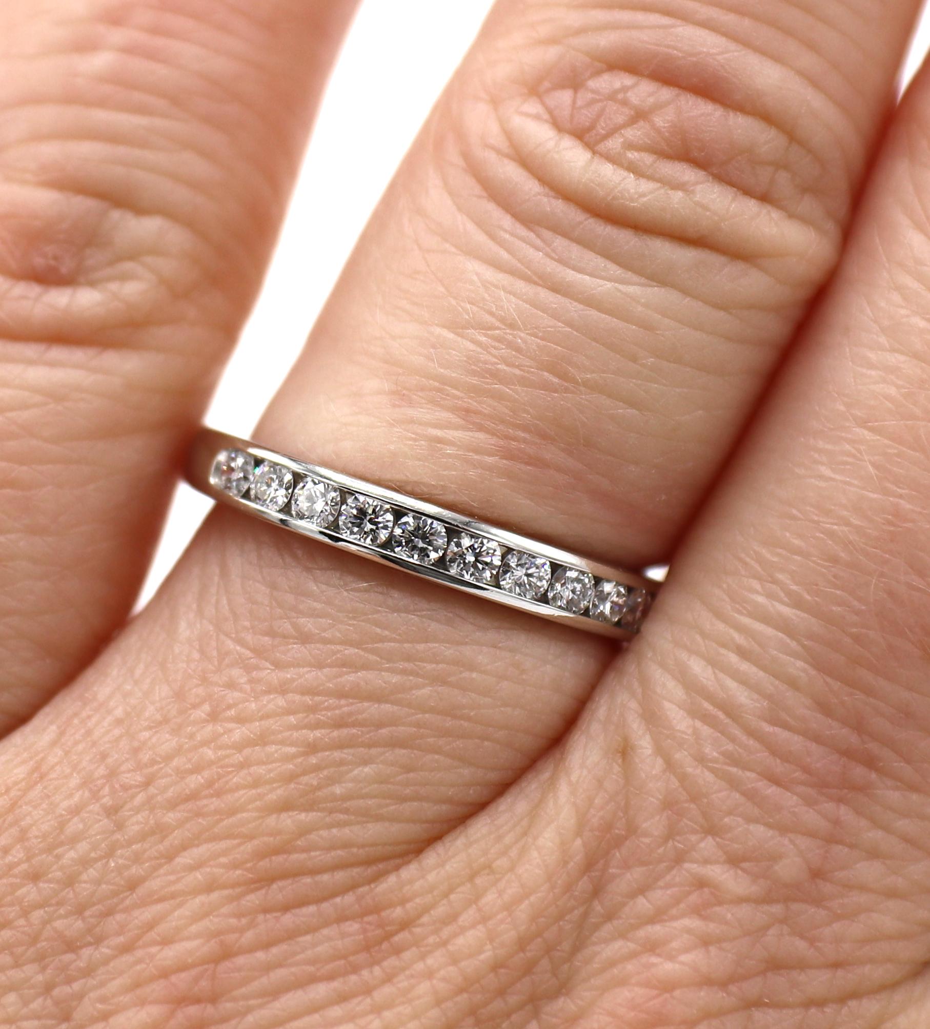 Tiffany & Co. Platinum Channel Set Diamond Wedding Band Ring In Excellent Condition In  Baltimore, MD