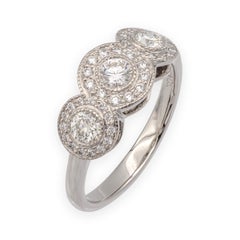 Tiffany & Co. Platinum Circlet 3-Stone Halo Diamond Ring – .90 Ct Total Weight