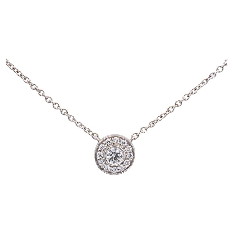 Tiffany and Co. Platinum Circlet Pendant Necklace .12 Ct Diamond F VVS ...