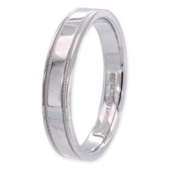 Tiffany & Co. Platinum Classic Double Mill-grain 4mm Men's Band Ring Size 10