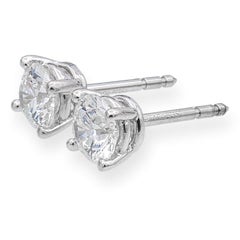 Tiffany & Co. Platinum Classic Round Diamond Stud Earrings 1.42cts Total FVS GIA