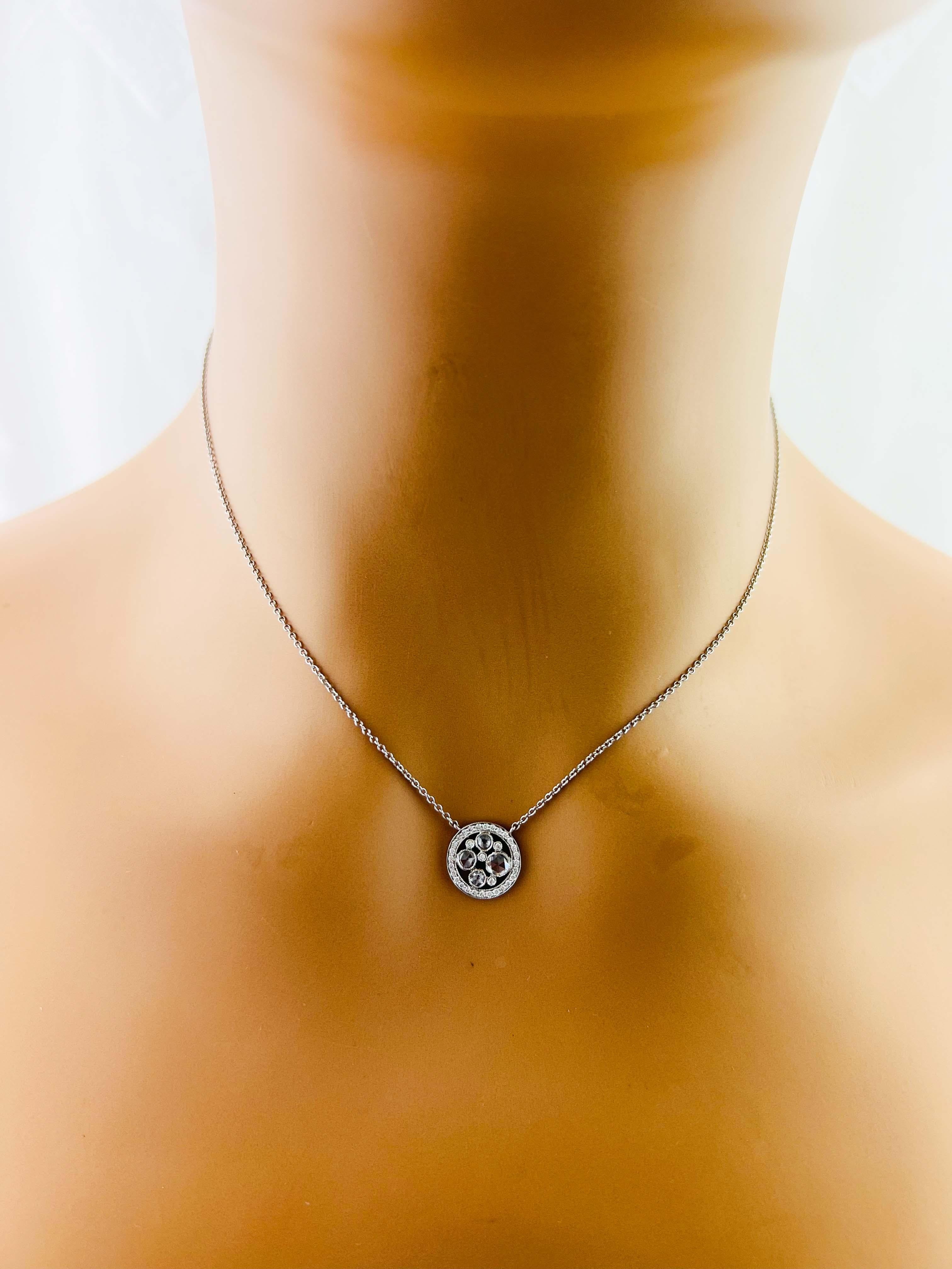 Tiffany & Co. Platinum Cobblestone Rose Cut Diamond Pendant Necklace 4