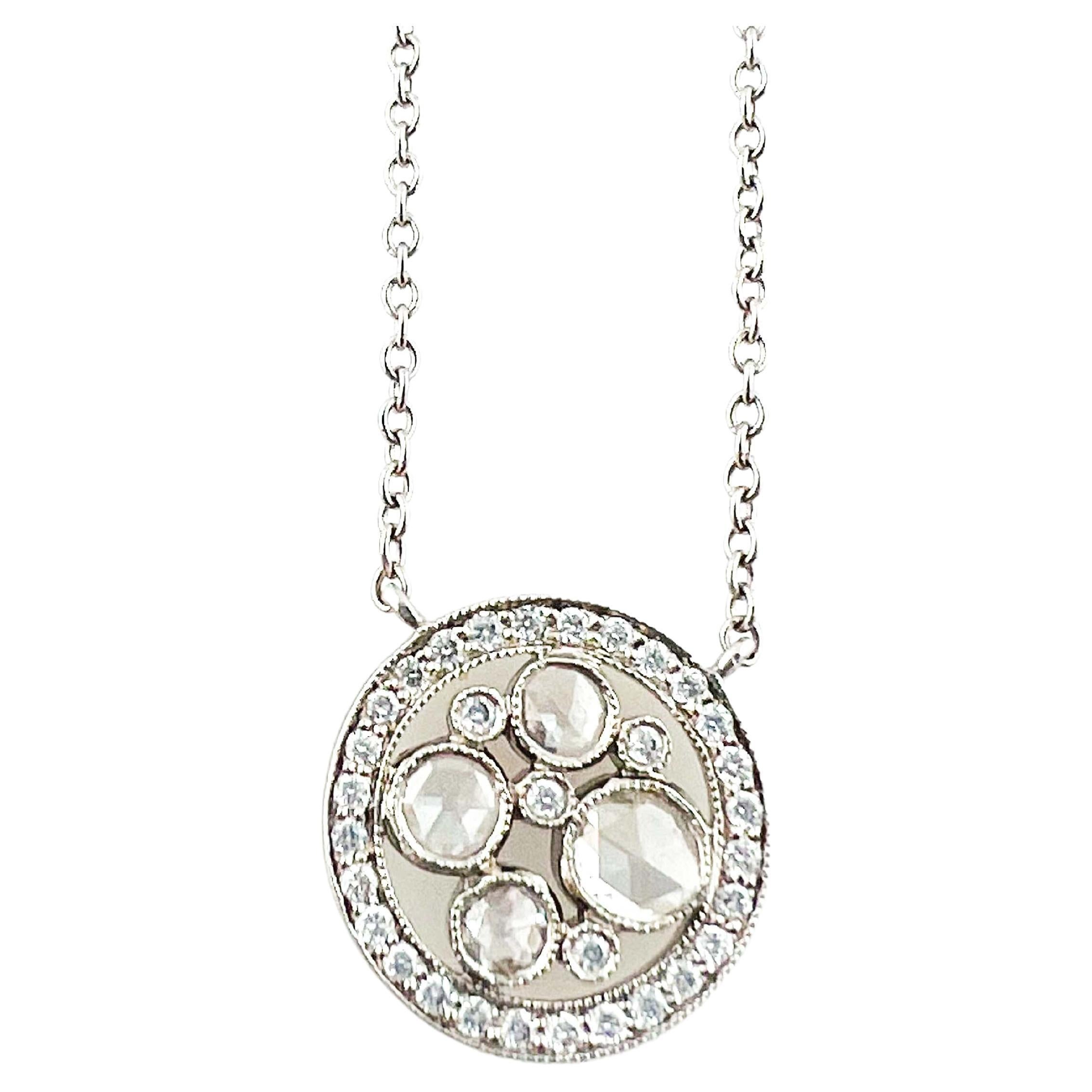 Tiffany & Co. Platinum Cobblestone Rose Cut Diamond Pendant Necklace