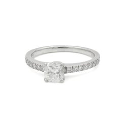 TIFFANY & Co. Platinum Cushion Cut .55ct Diamond Engagement Ring 5.5