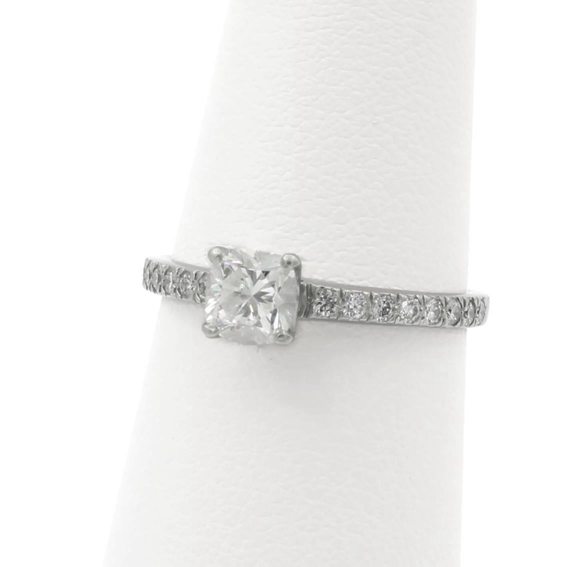 TIFFANY & Co. Platinum Cushion Cut .55ct Diamond Engagement Ring 5.5 For Sale 1
