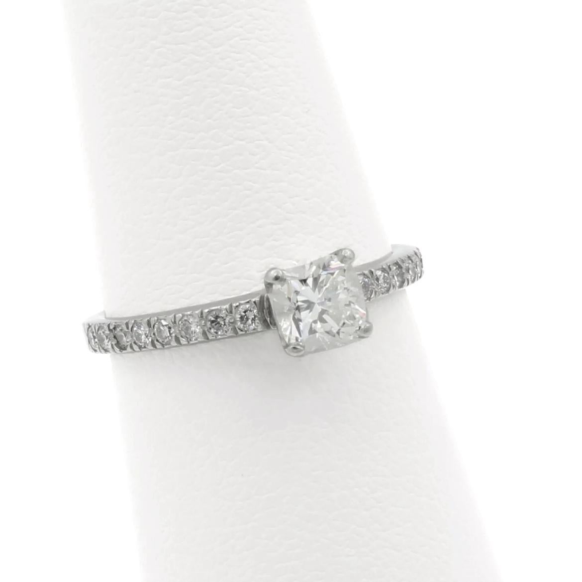 TIFFANY & Co. Platinum Cushion Cut .55ct Diamond Engagement Ring 5.5 For Sale 2